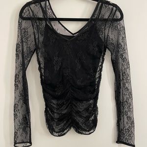 DKNY JEANS Black Lace Top XS
